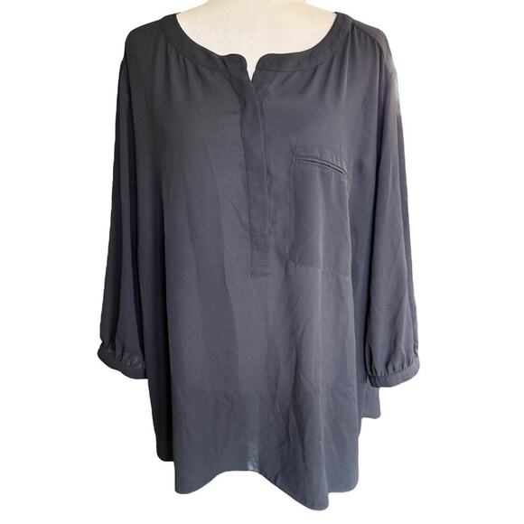 NYDJ Not Your Daughters Jeans Blouse Womens Plus 2XL Black Oversized Relaxed - Picture 1 of 11